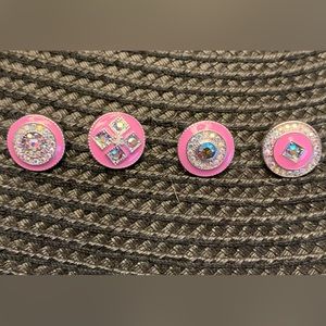 Set of 4 Style Dots - pink with Crystals